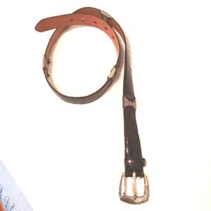 Vintage Fossil Black Faux Alligator Belt Size L